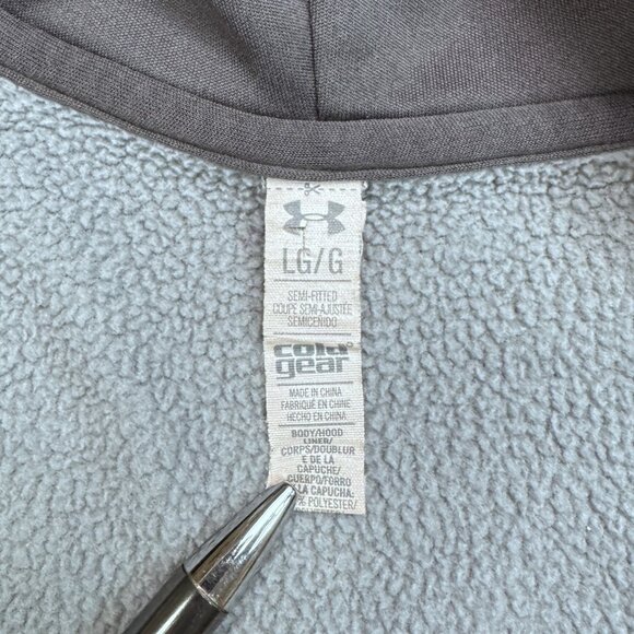 Under Armour Storm Mens Sz L Gray Full Zip Fleece Hoodie Semi Fitted Long Sleeve - Picture 6 of 11